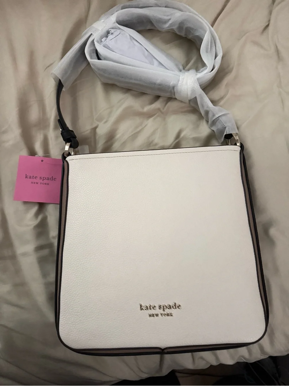 Kate Spade Two-Tone Cream and Black Leather Shoulder Bag